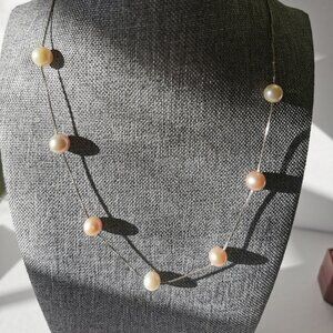 Sterling Silver and 7 Freshwater Floating Pearl Necklace